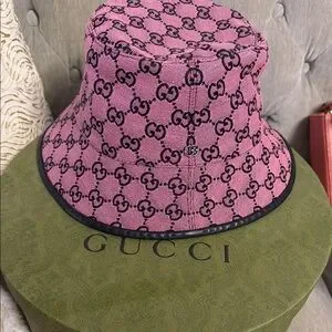 Gucci Pink and Black Monogram Hat Gucci Silk Blend Jacquard Monogram Santa Barbara Baseball  main image 3